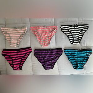 Striped Bikini Briefs - 6 Piece Set with Assorted Colors